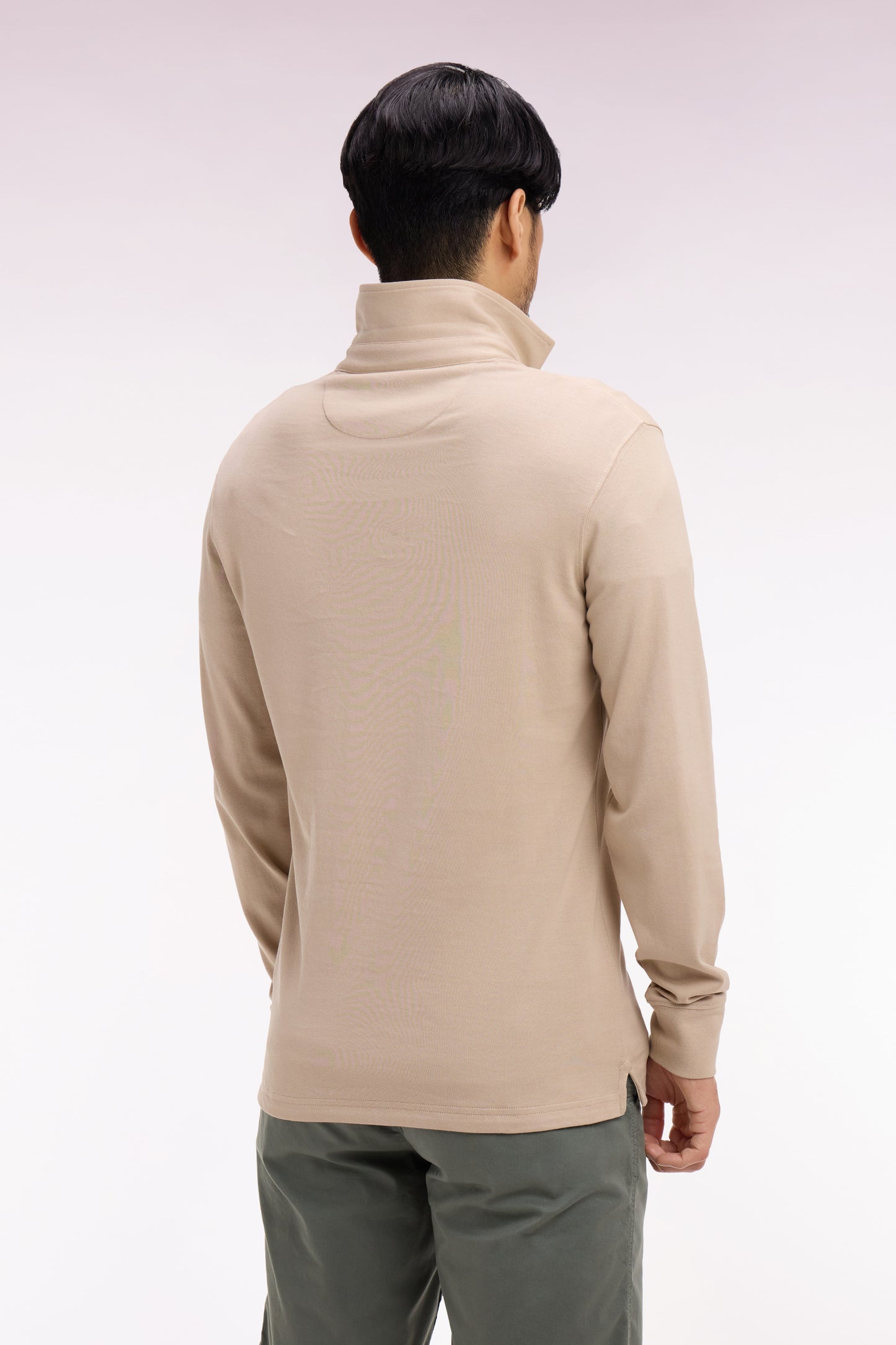 Beige Pima cotton long-sleeved jersey