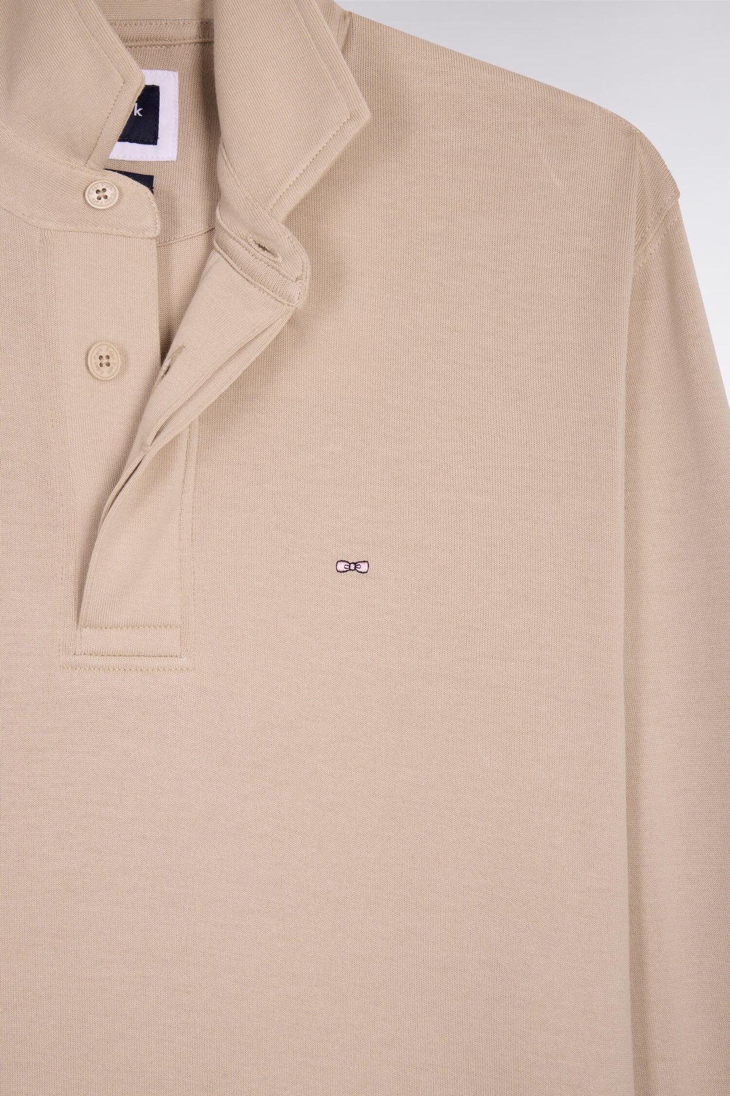 Beige Pima cotton long-sleeved jersey