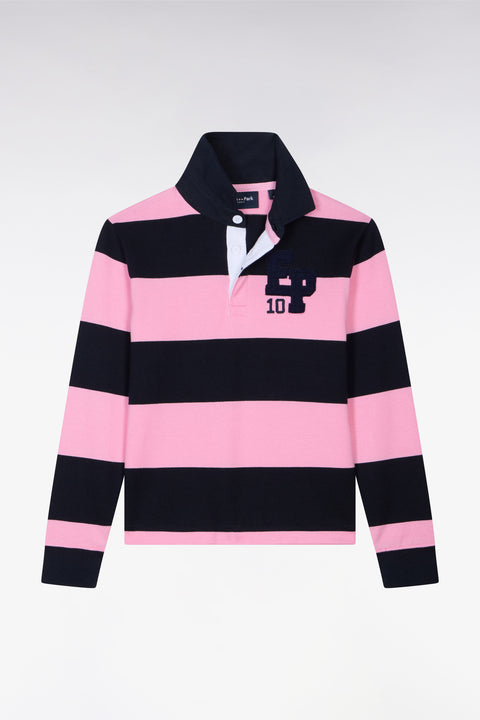 Maillot de rugby à manches longues en coton Pima rayé - Image 1