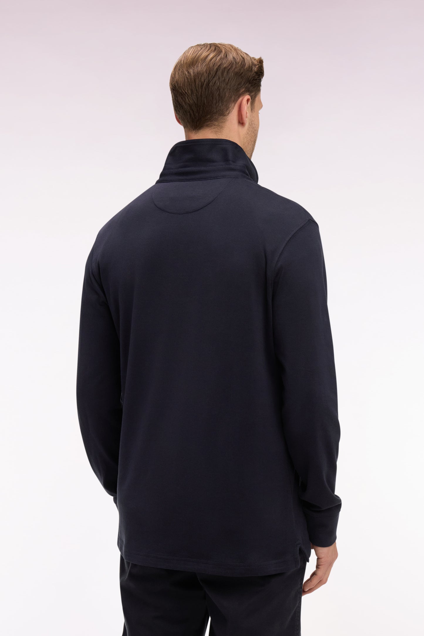 Polo manches courtes en piqué coton stretch marine coupe slim