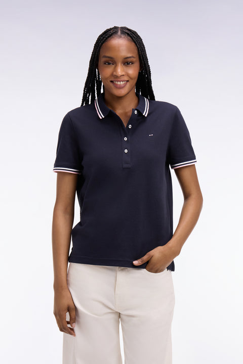 Polo à manches courtes en coton marine coupe regular - Image 3