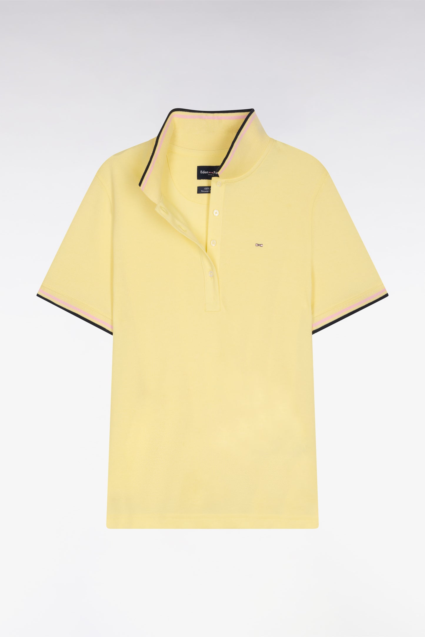 Polo à manches courtes en coton jaune clair coupe regular