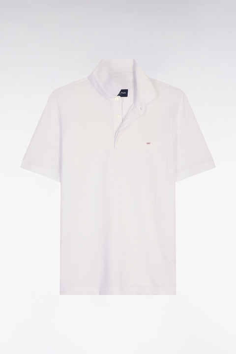 Polo à manches courtes en coton blanc coupe slim - Image 2