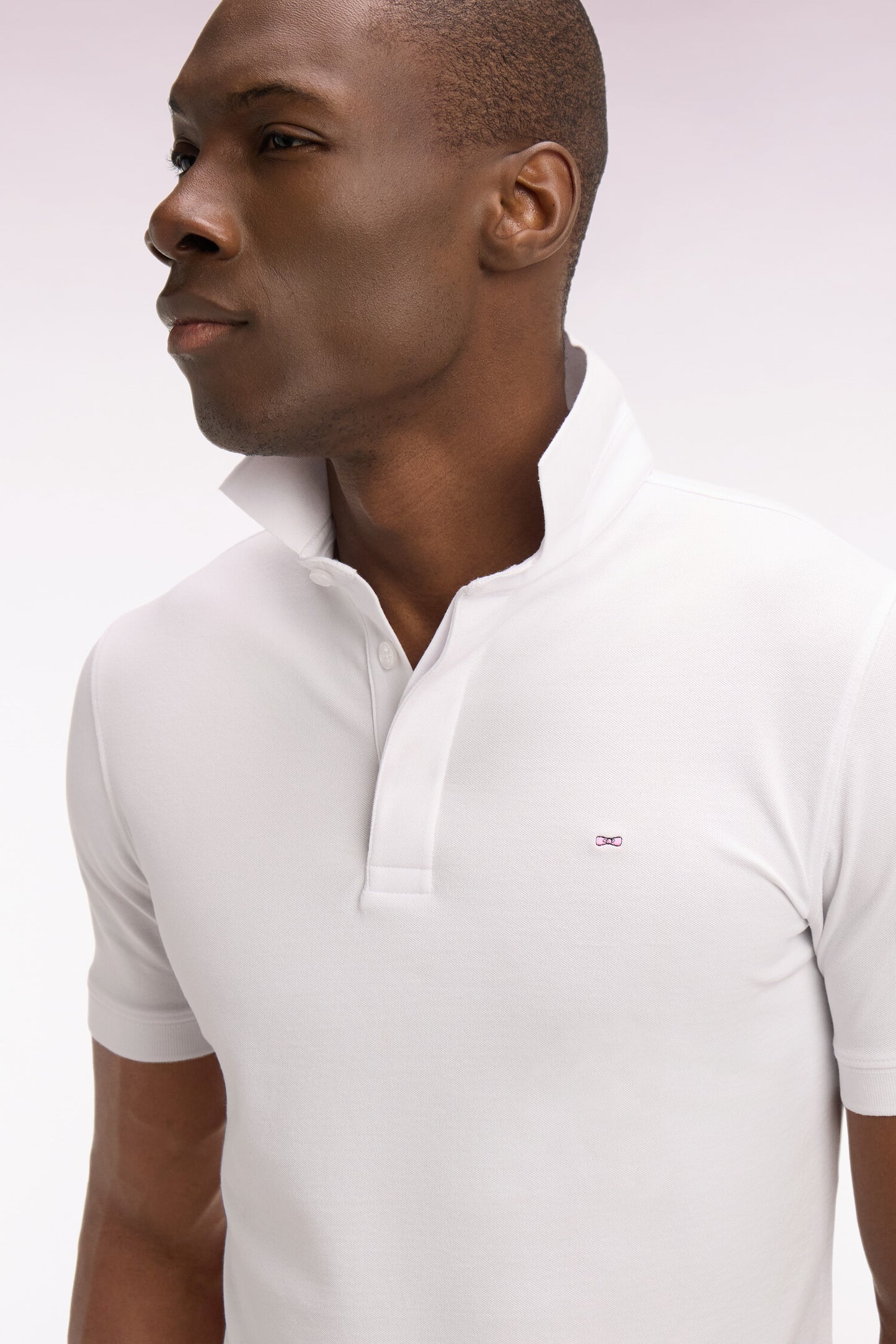 Polo à manches courtes en coton blanc coupe slim