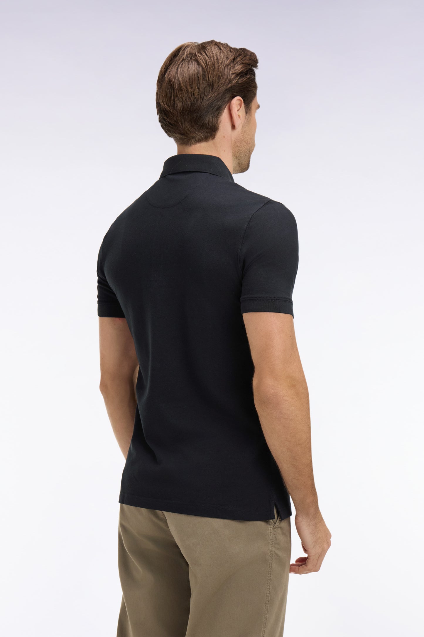 Polo à manches courtes en coton noir coupe slim