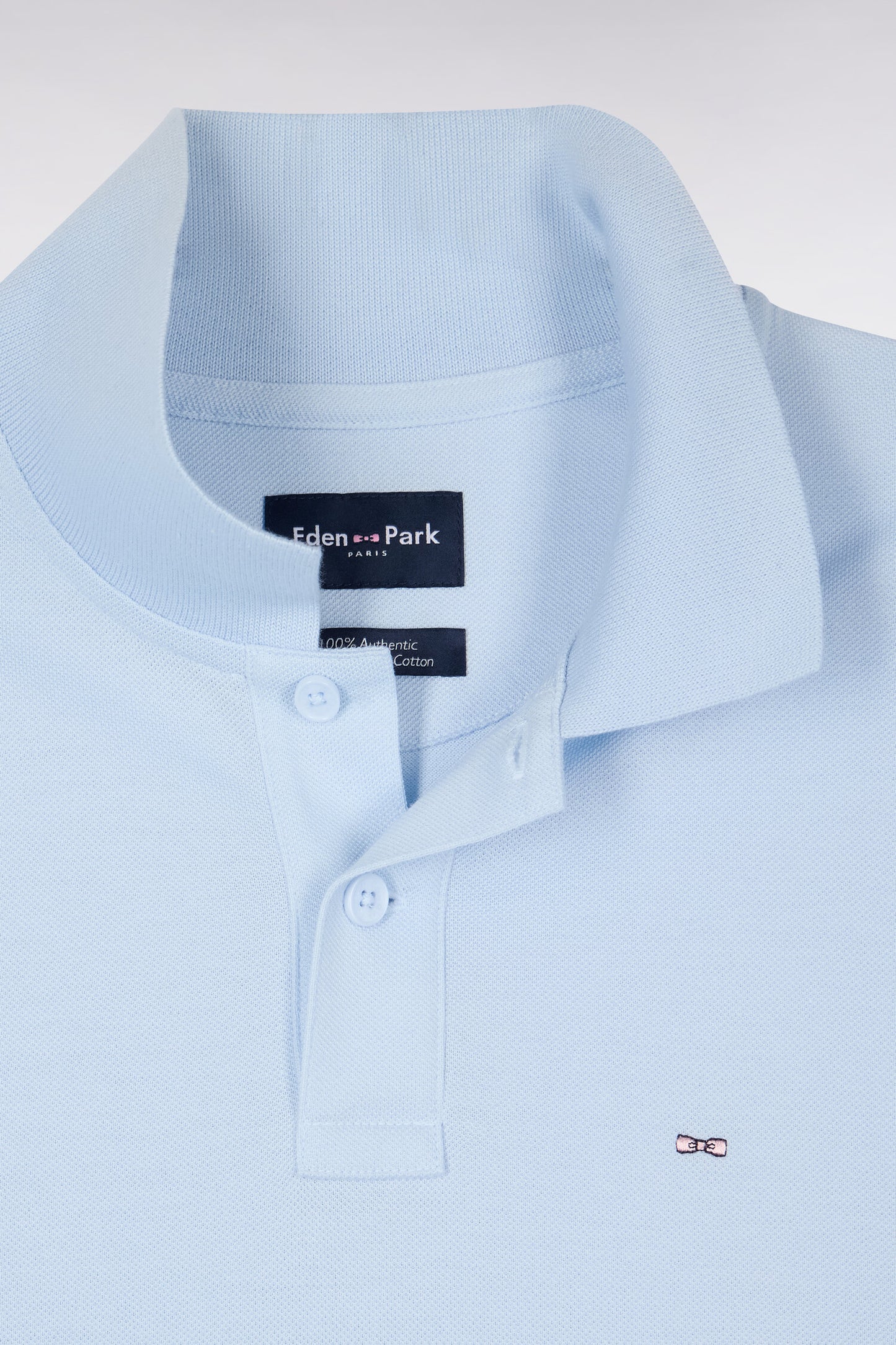 Regular fit short-sleeved sky cotton polo shirt