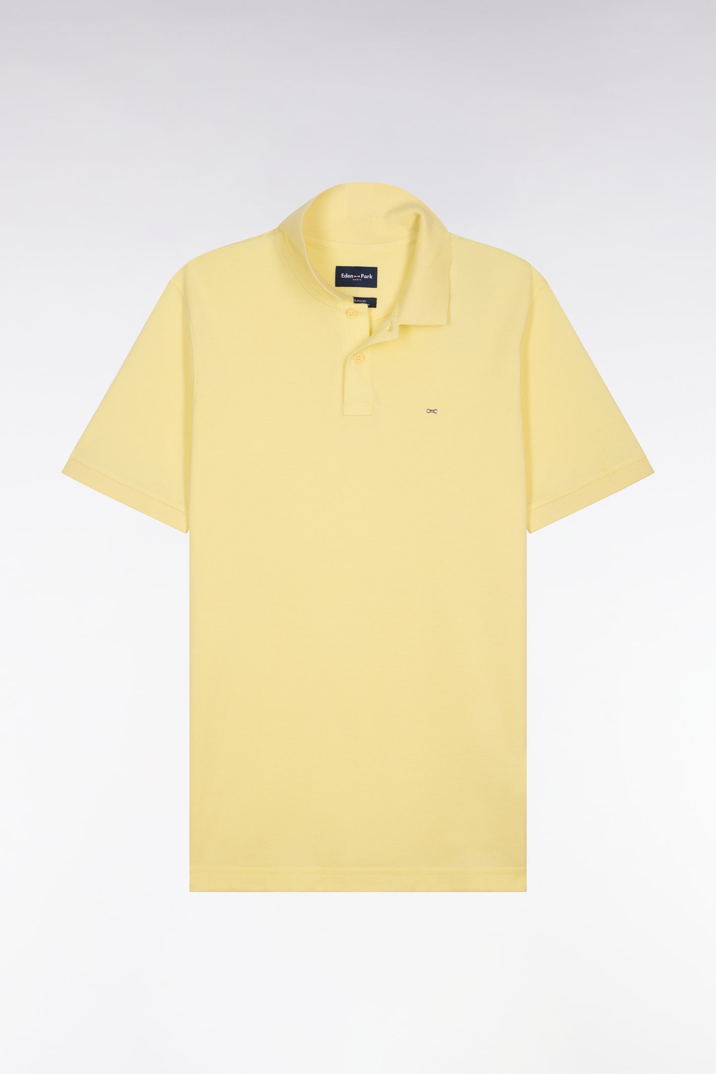 Polo à manches courtes en coton jaune clair coupe regular