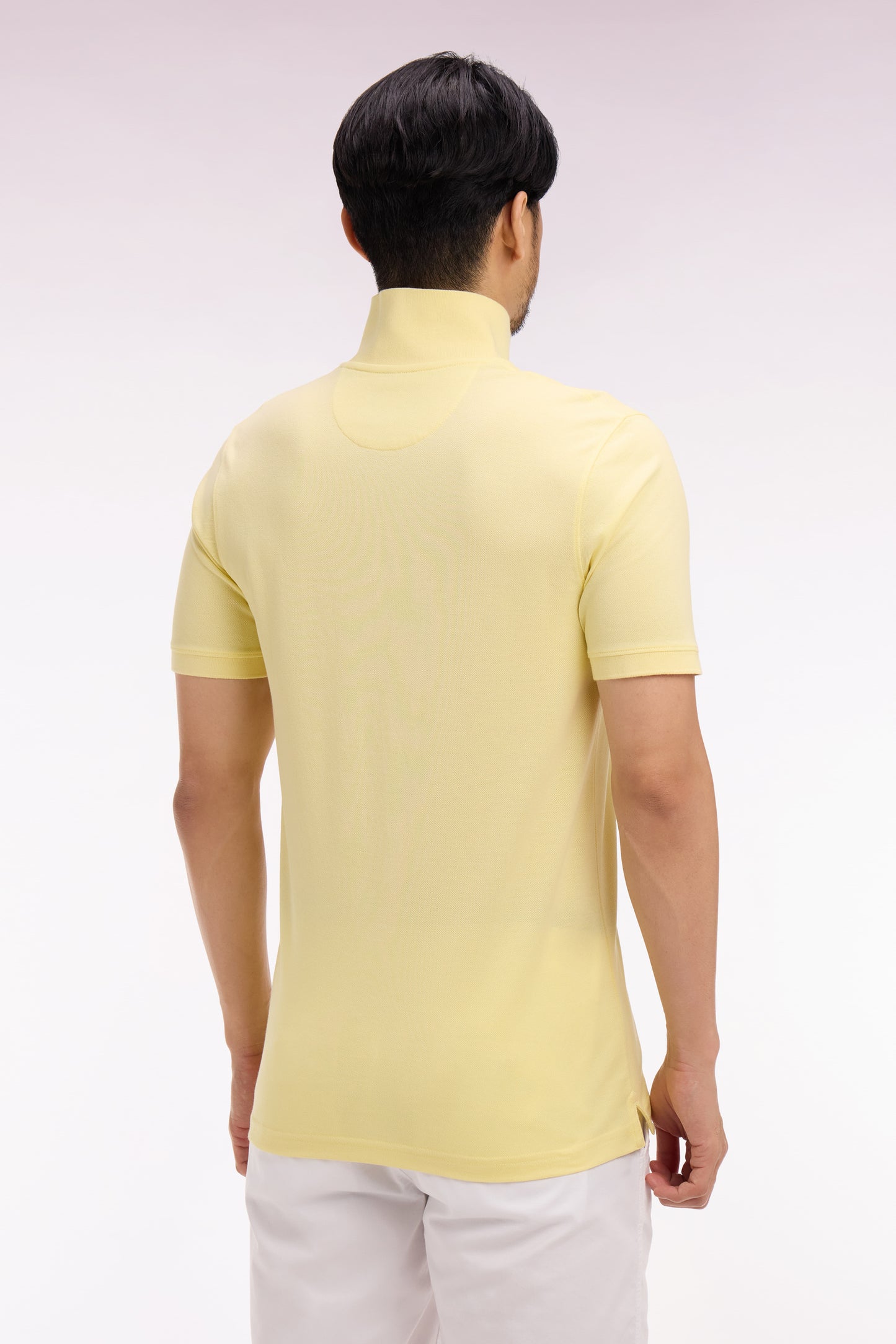 Polo à manches courtes en coton jaune clair coupe regular