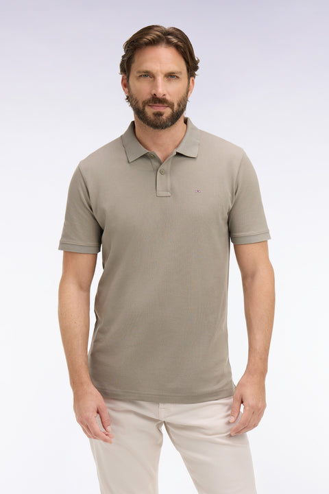 Polo à manches courtes en coton kaki coupe regular - Image 3