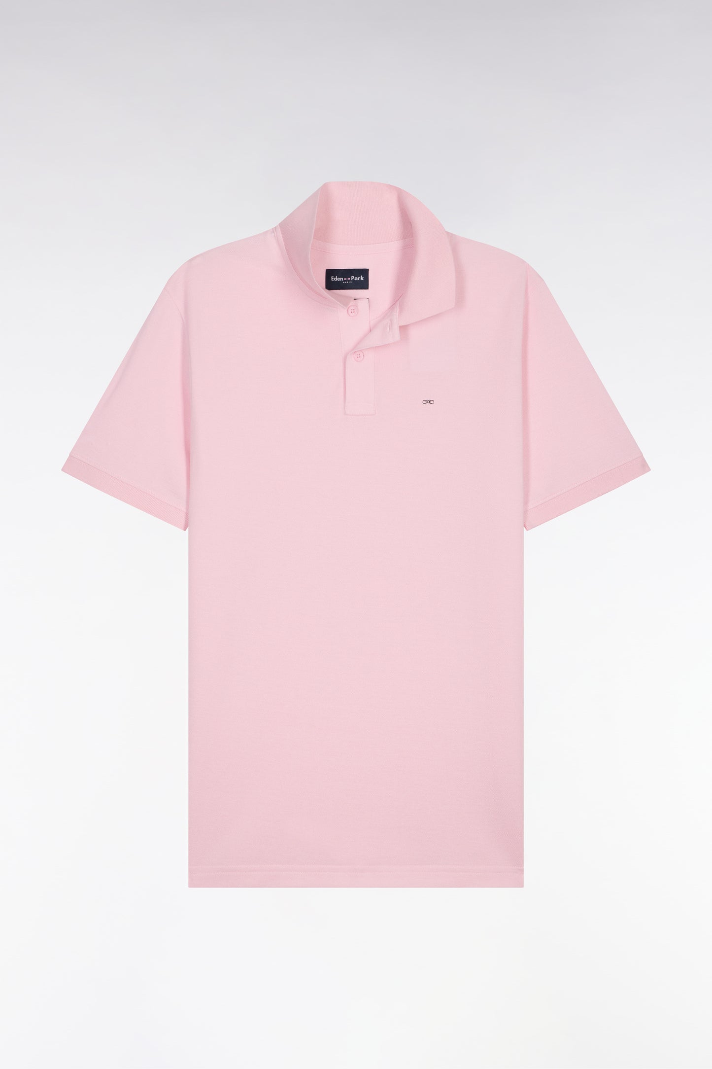 Polo à manches courtes en coton rose clair coupe regular