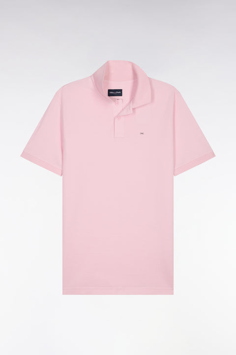 Polo à manches courtes en coton rose clair coupe regular - Image 2