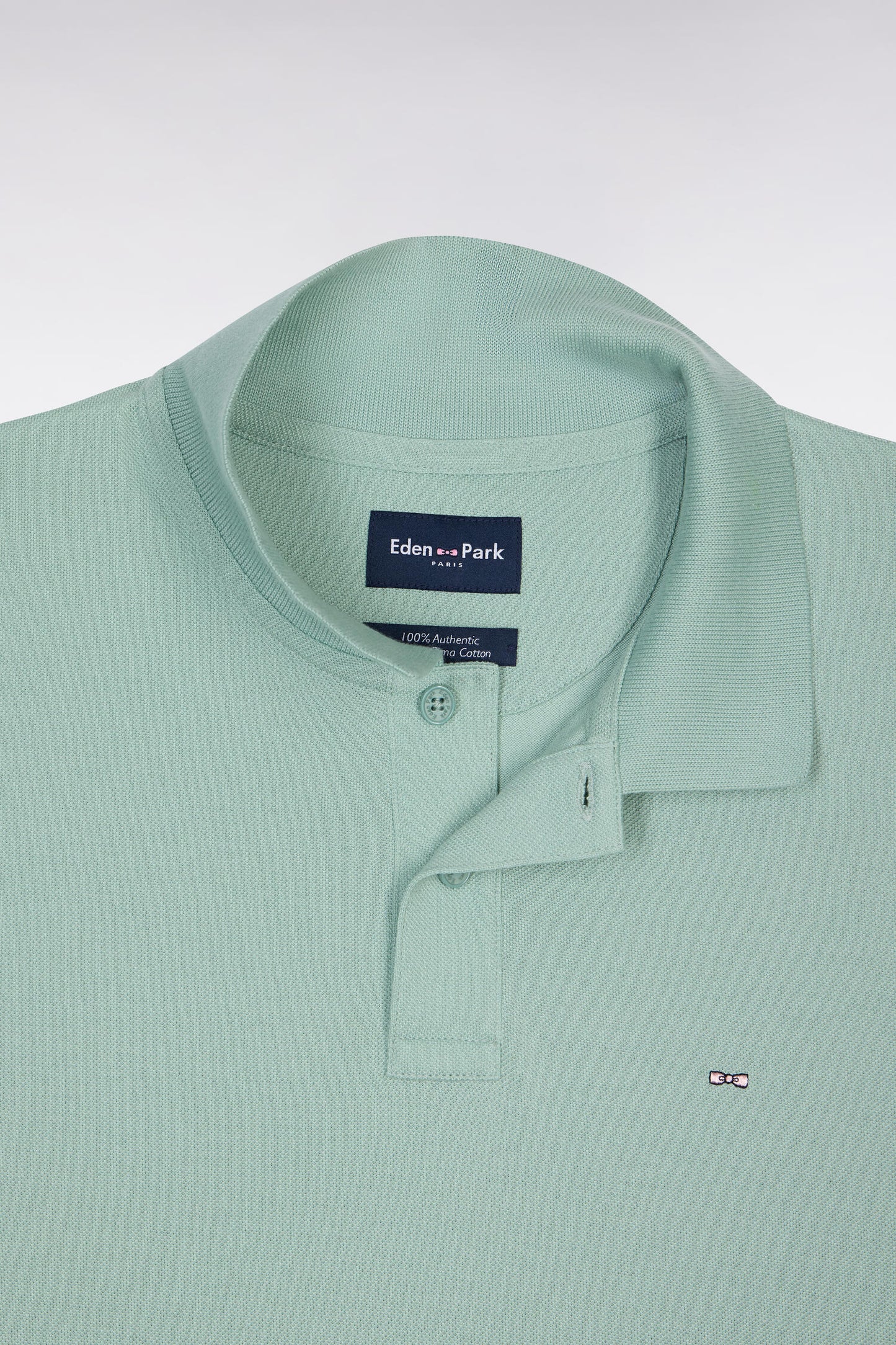 Polo à manches courtes en coton vert d'eau coupe regular