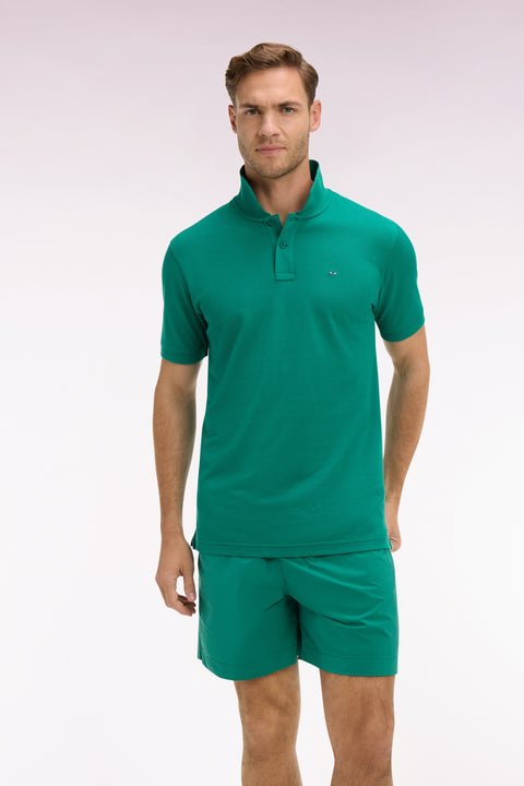 Polo à manches courtes en coton vert foncé coupe regular - Image 3