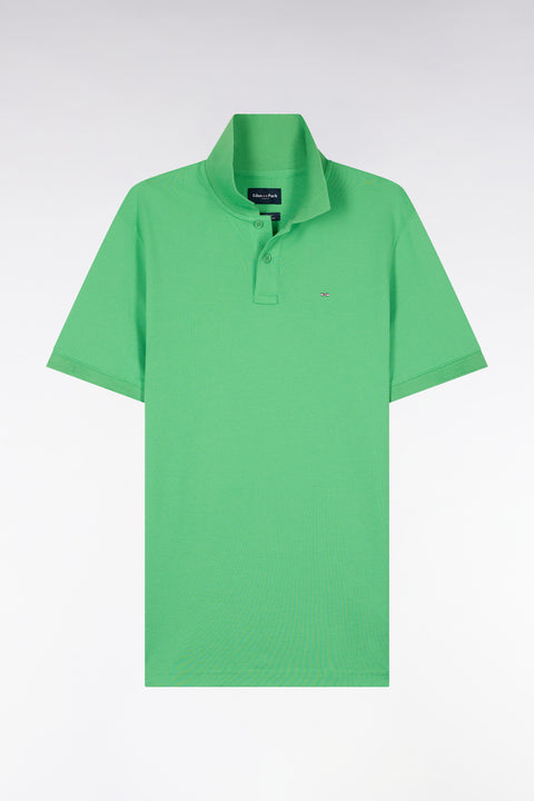 Polo à manches courtes en coton vert coupe regular - Image 2