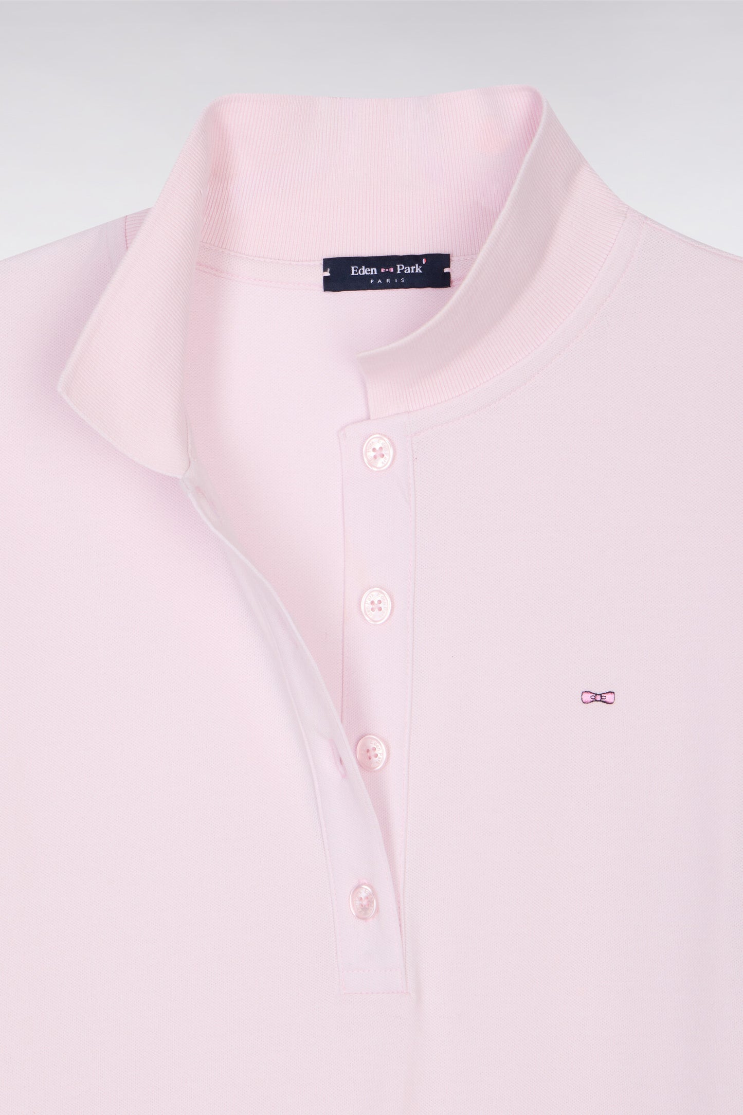 Polo à manches courtes en coton stretch rose