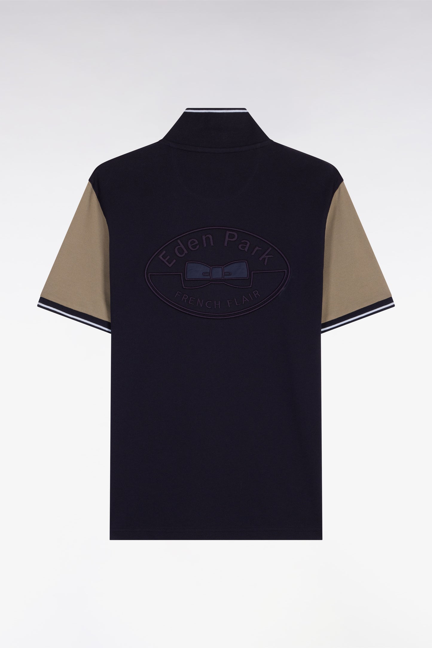 Polo à manches courtes en coton marine et kaki