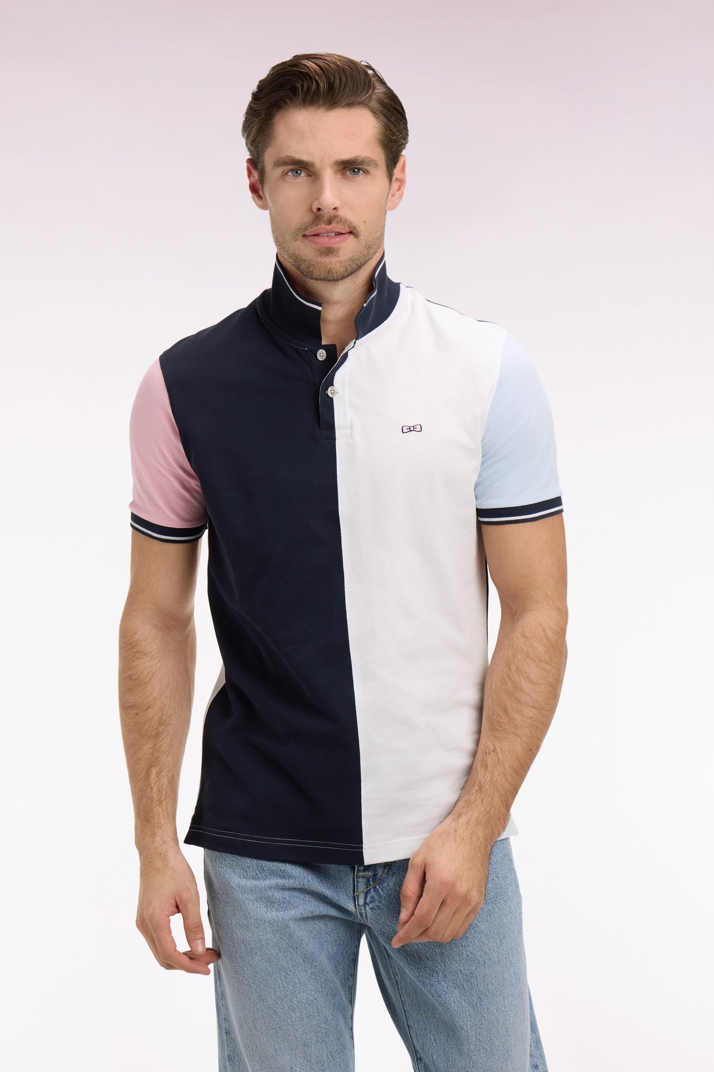 Polo à manches courtes en coton bicolore