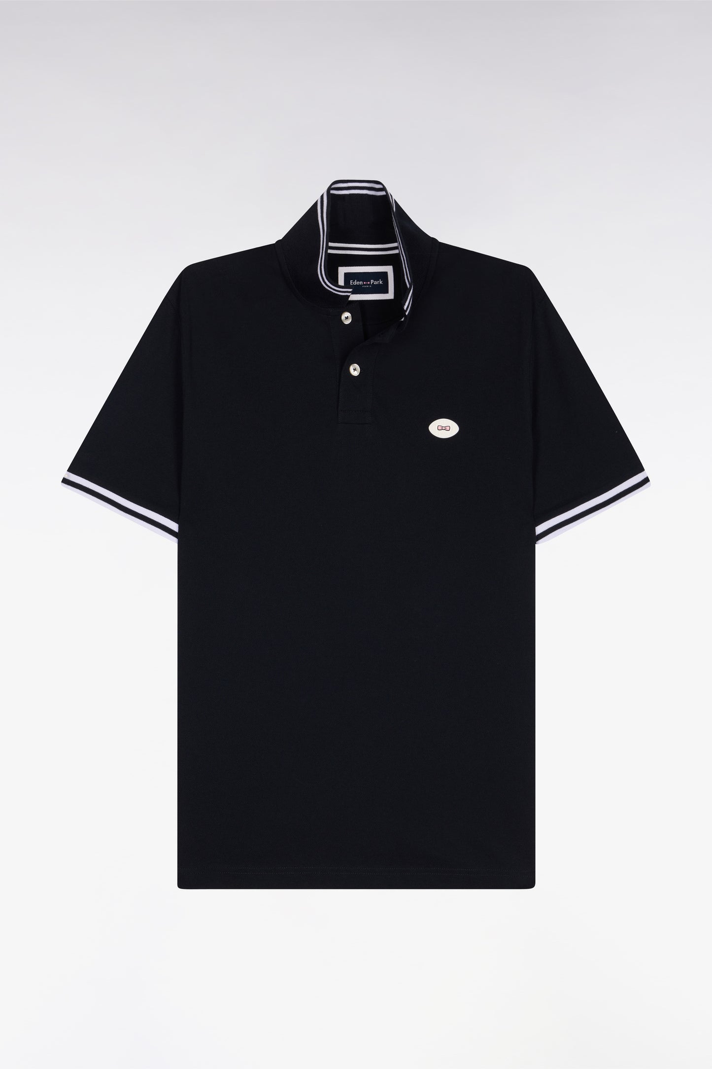 Navy cotton short-sleeved polo shirt