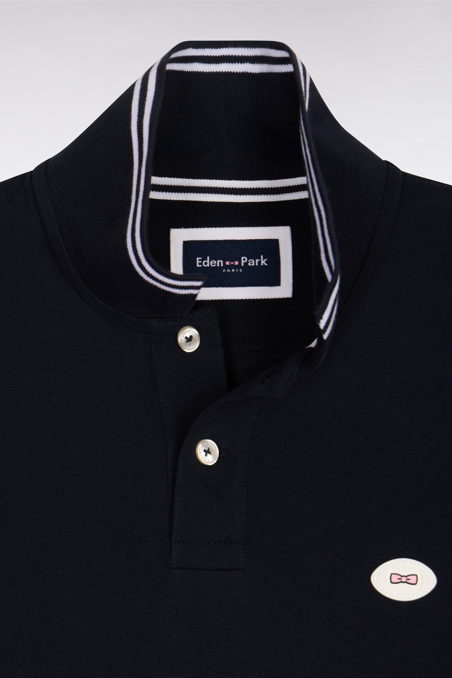Navy cotton short-sleeved polo shirt