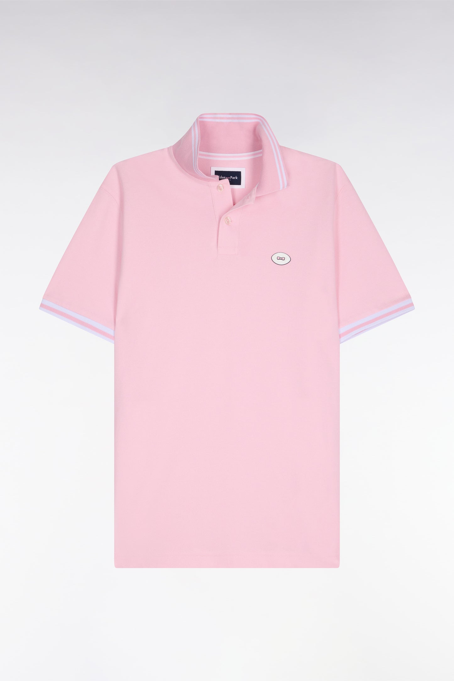 Short-sleeved pink cotton polo shirt