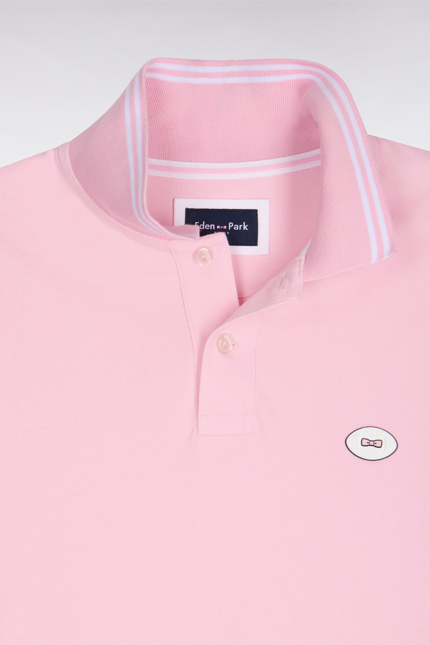Short-sleeved pink cotton polo shirt