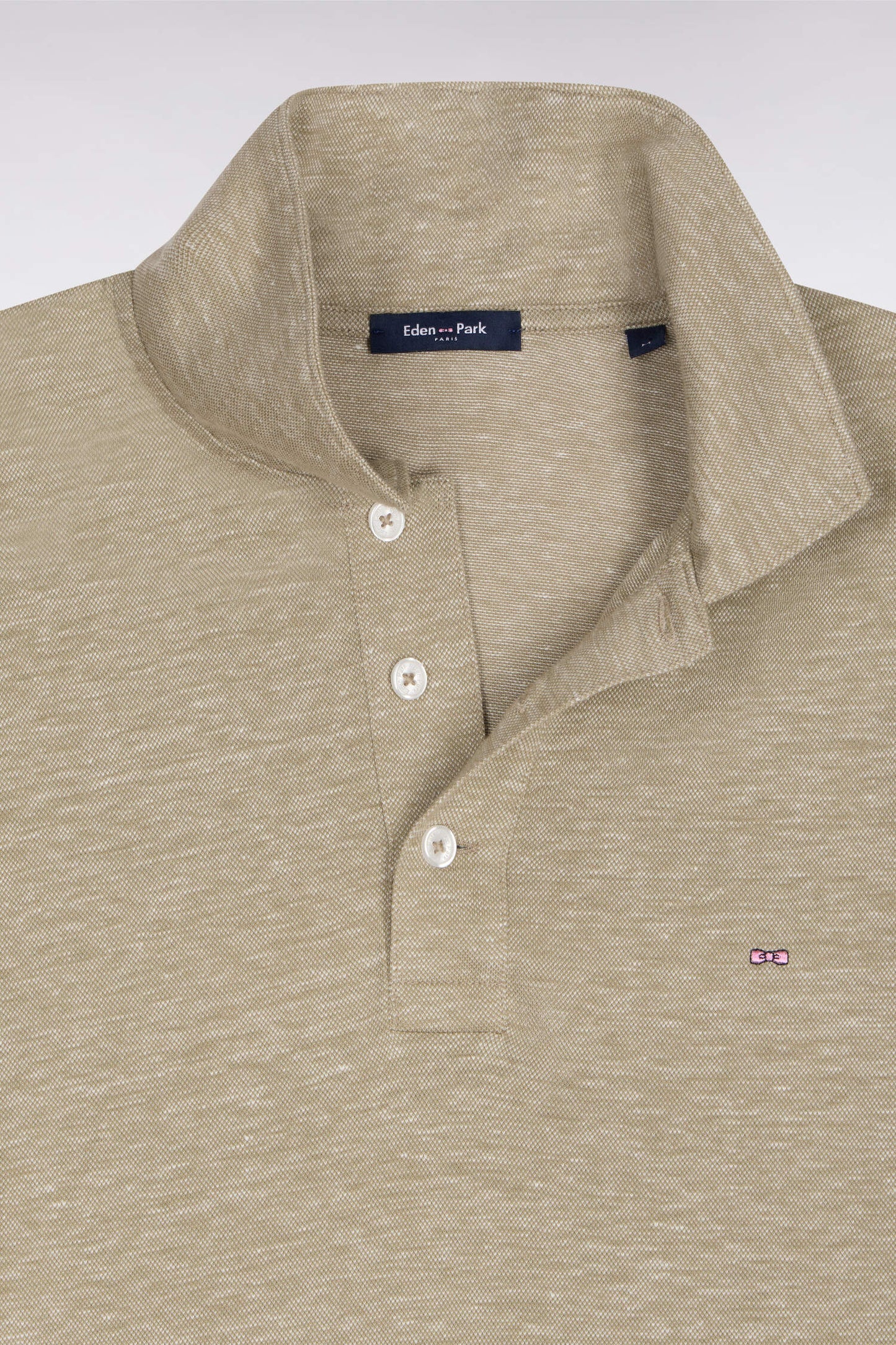 Regular fit beige Oxford short-sleeved polo shirt