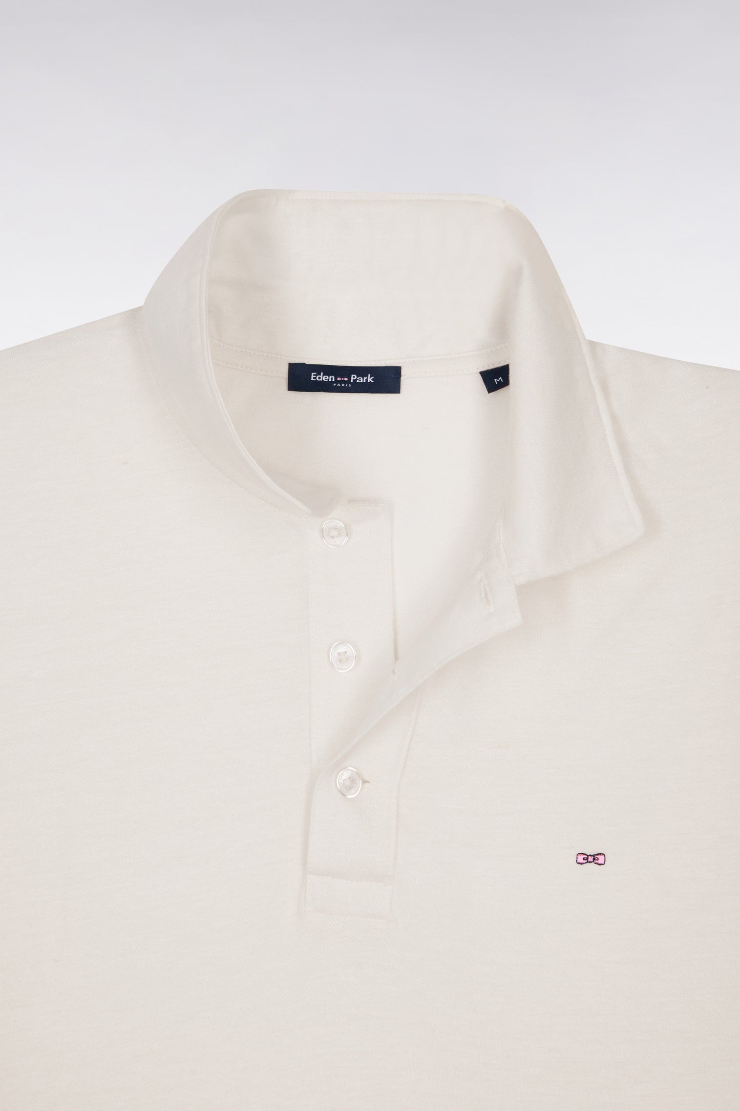 Polo à manches courtes en Oxford ivoire coupe regular