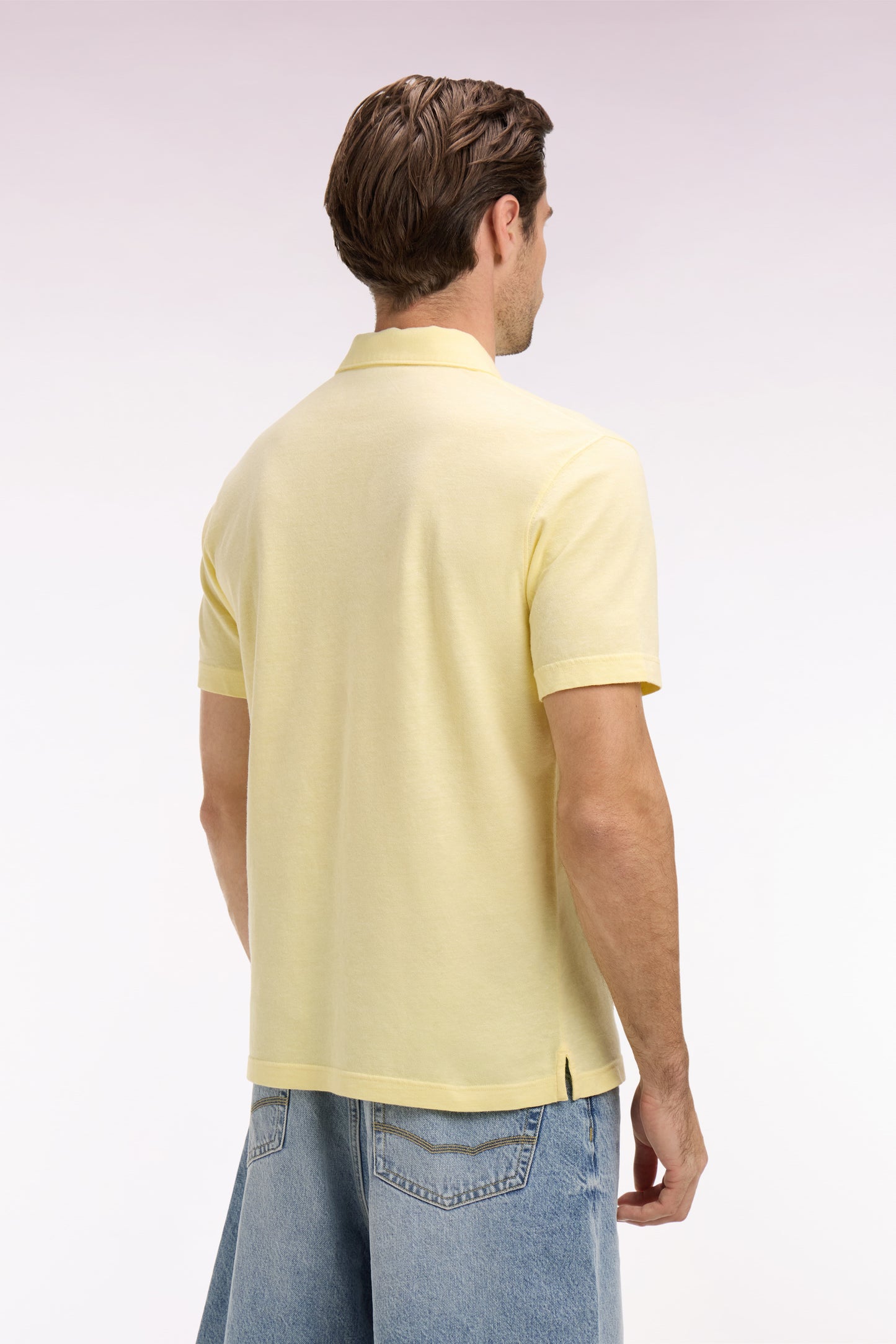Polo à manches courtes en Oxford jaune coupe regular