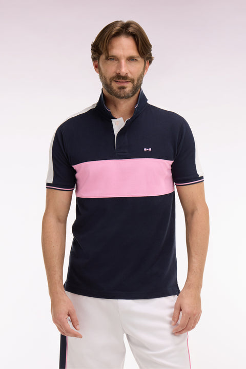 Polo à manches courtes en piqué coton marine coupé cousu - Image 3