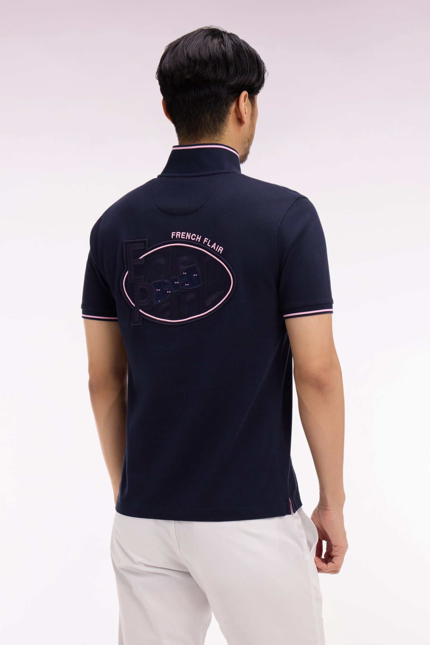 Polo à manches courtes en piqué coton marine
