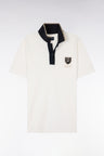 Polo à manches courtes en piqué coton écru écusson EP