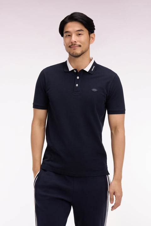 Polo à manches courtes en piqué coton marine coupe regular - Image 3