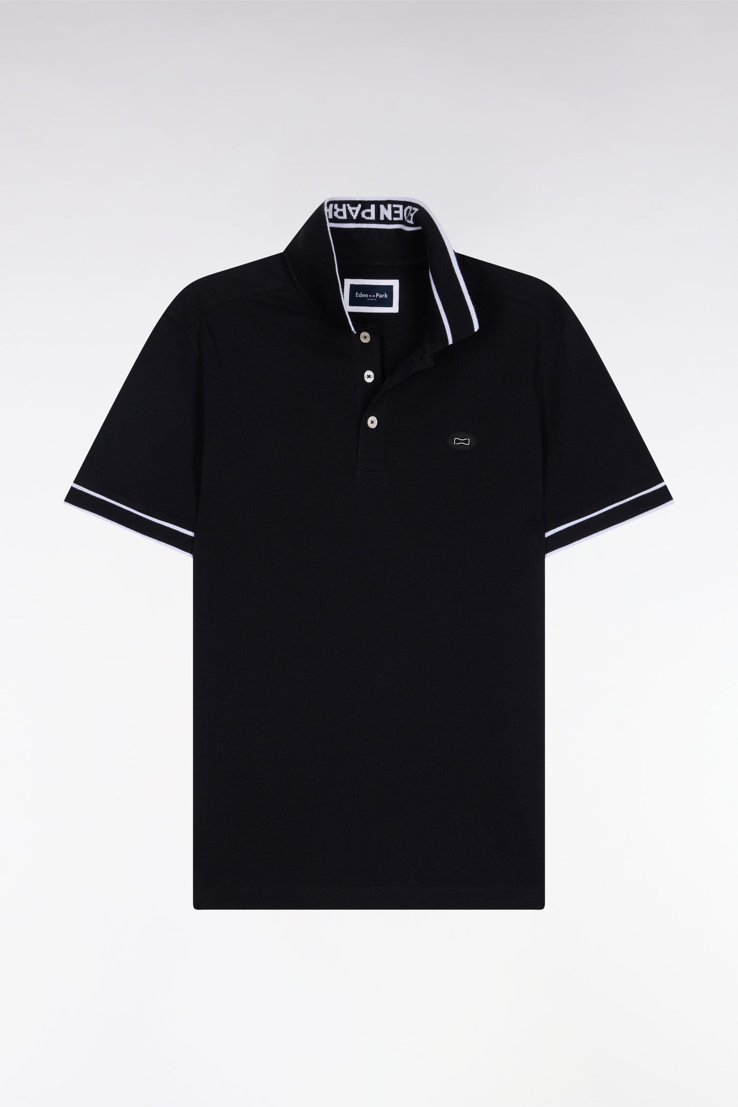 Polo à manches courtes en piqué coton noir