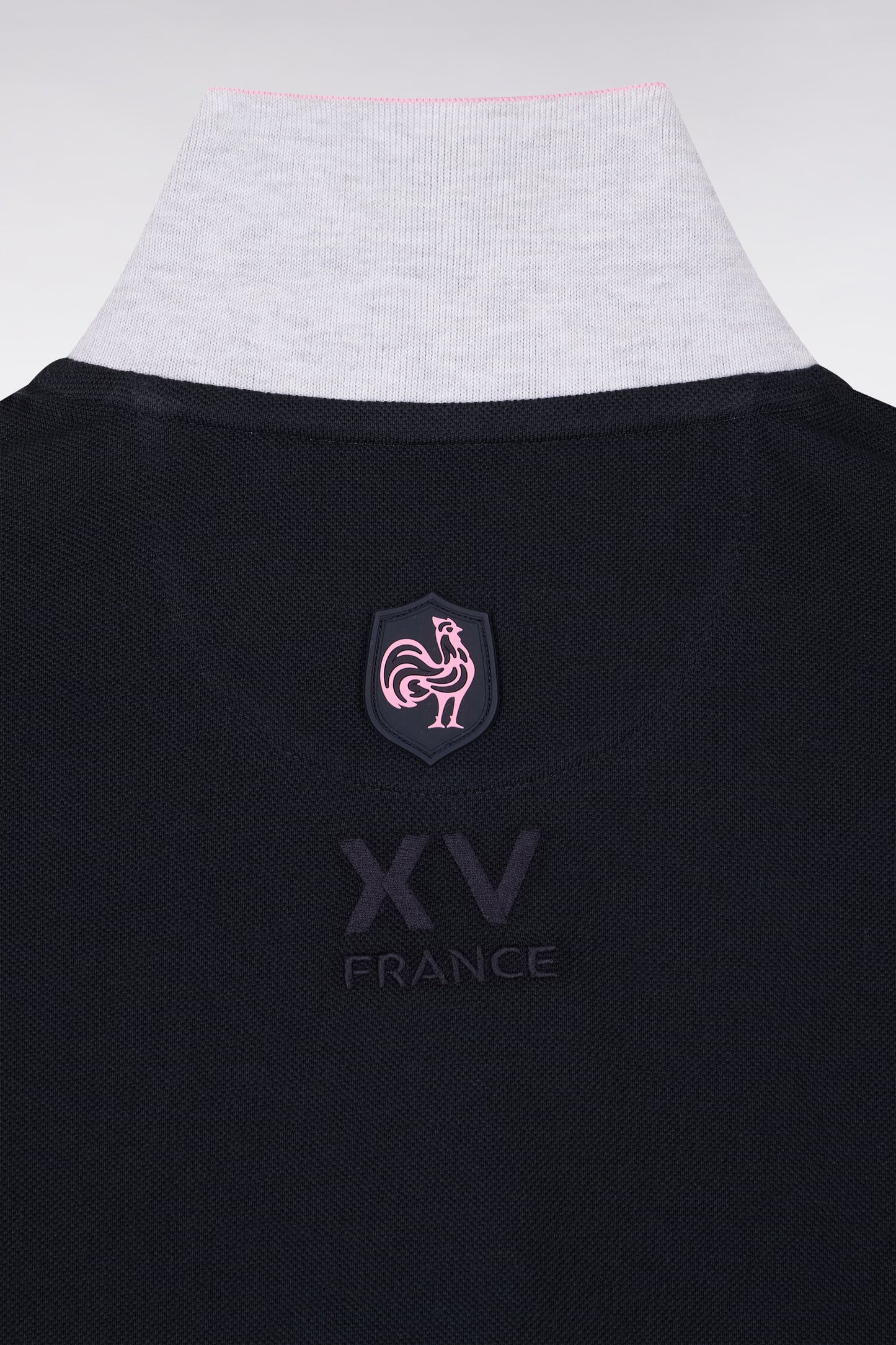 Polo à manches courtes XV de France en piqué coton marine découpes blanches