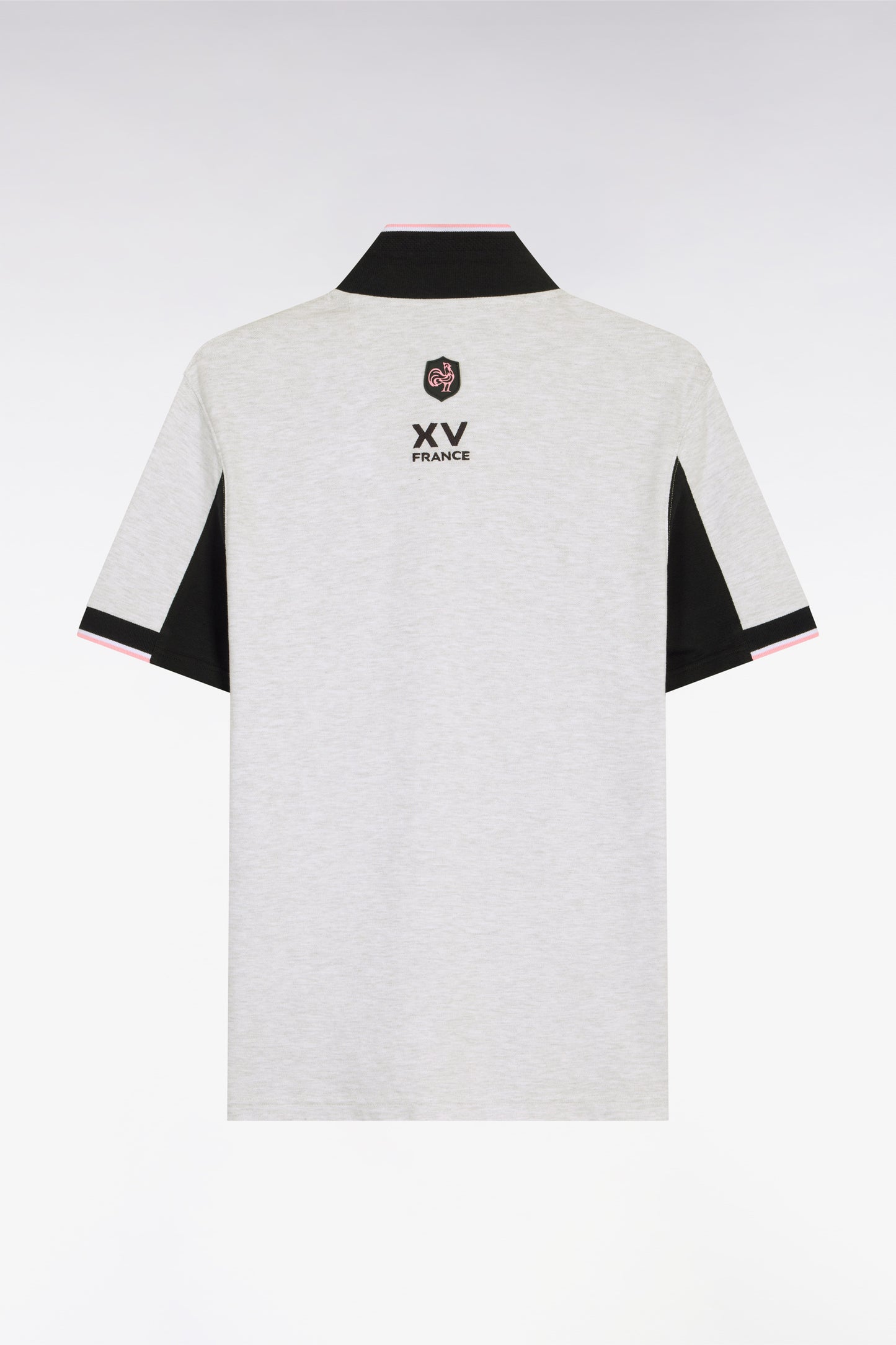 Polo à manches courtes XV de France en piqué coton gris clair à découpes de manches