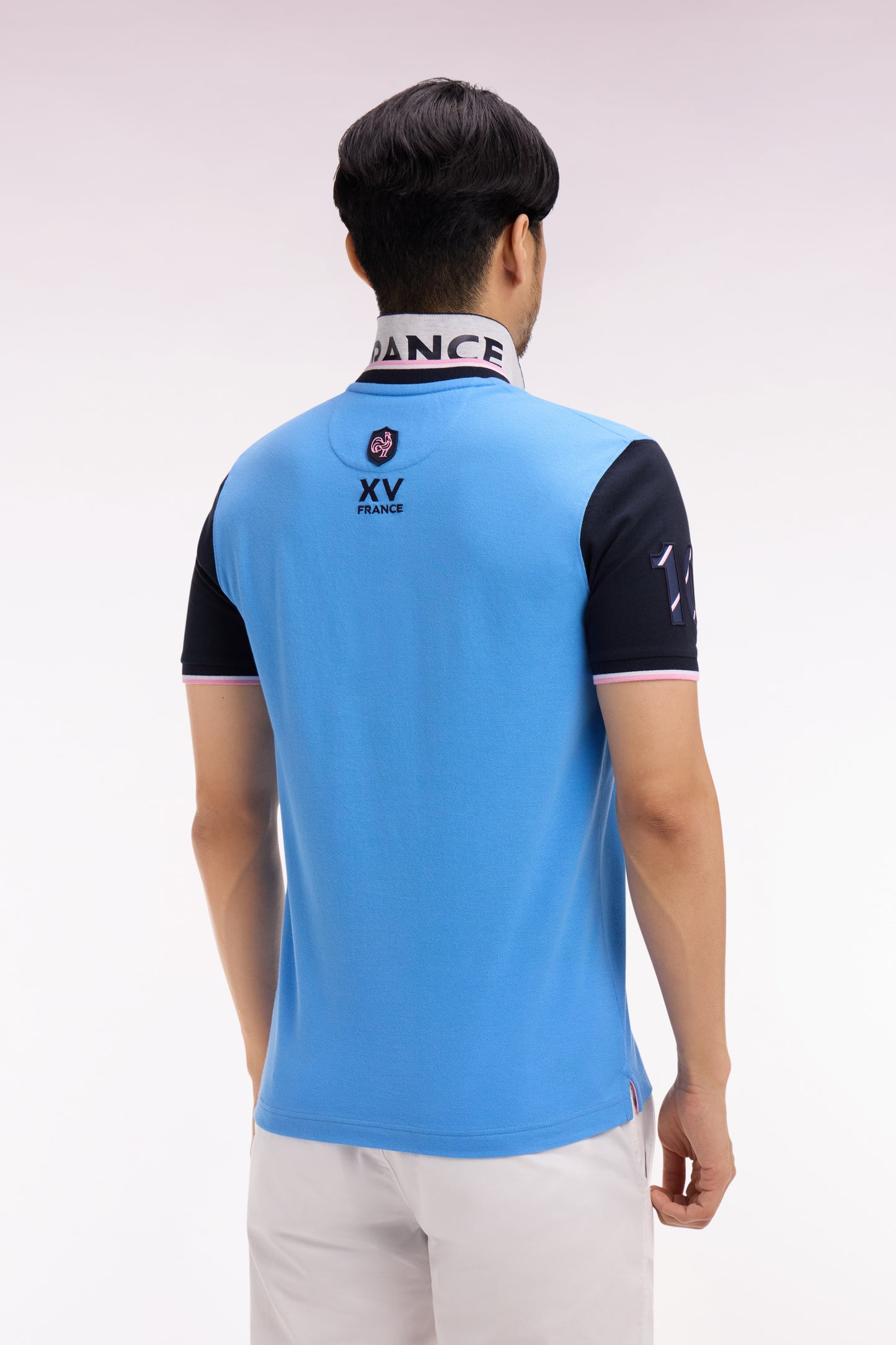 Polo à manches courtes XV de France en piqué coton bleu France
