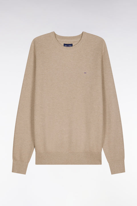 Pull col rond en coton beige - Image 2