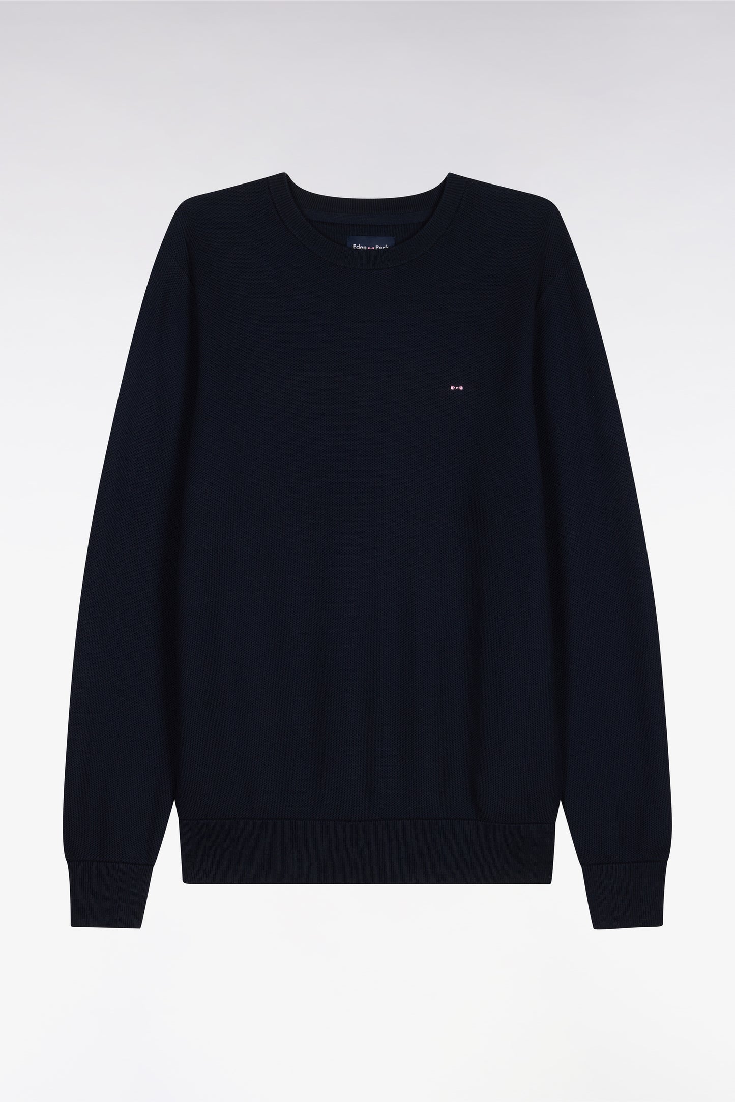 Navy cotton round-neck sweater