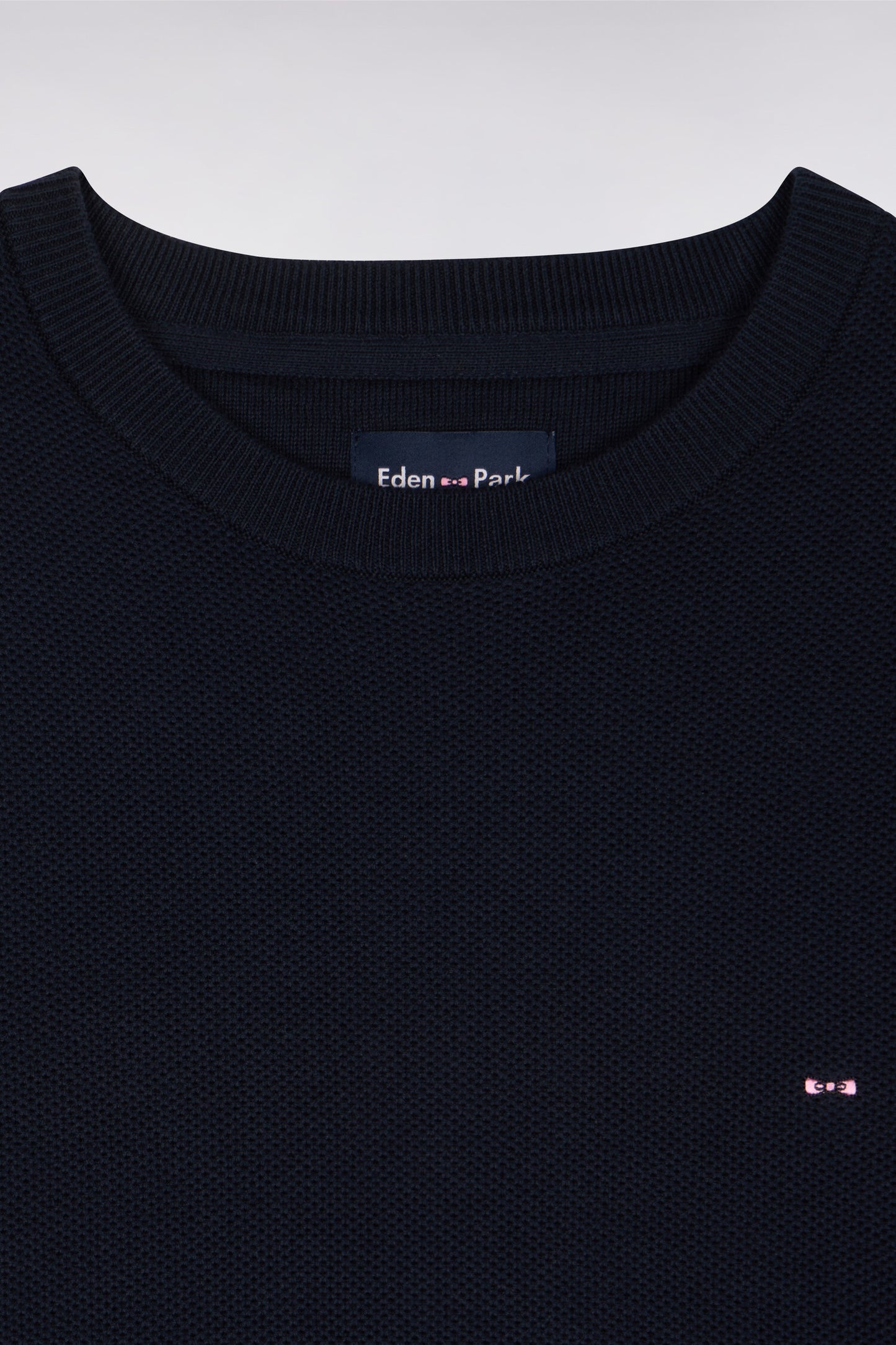 Navy cotton round-neck sweater