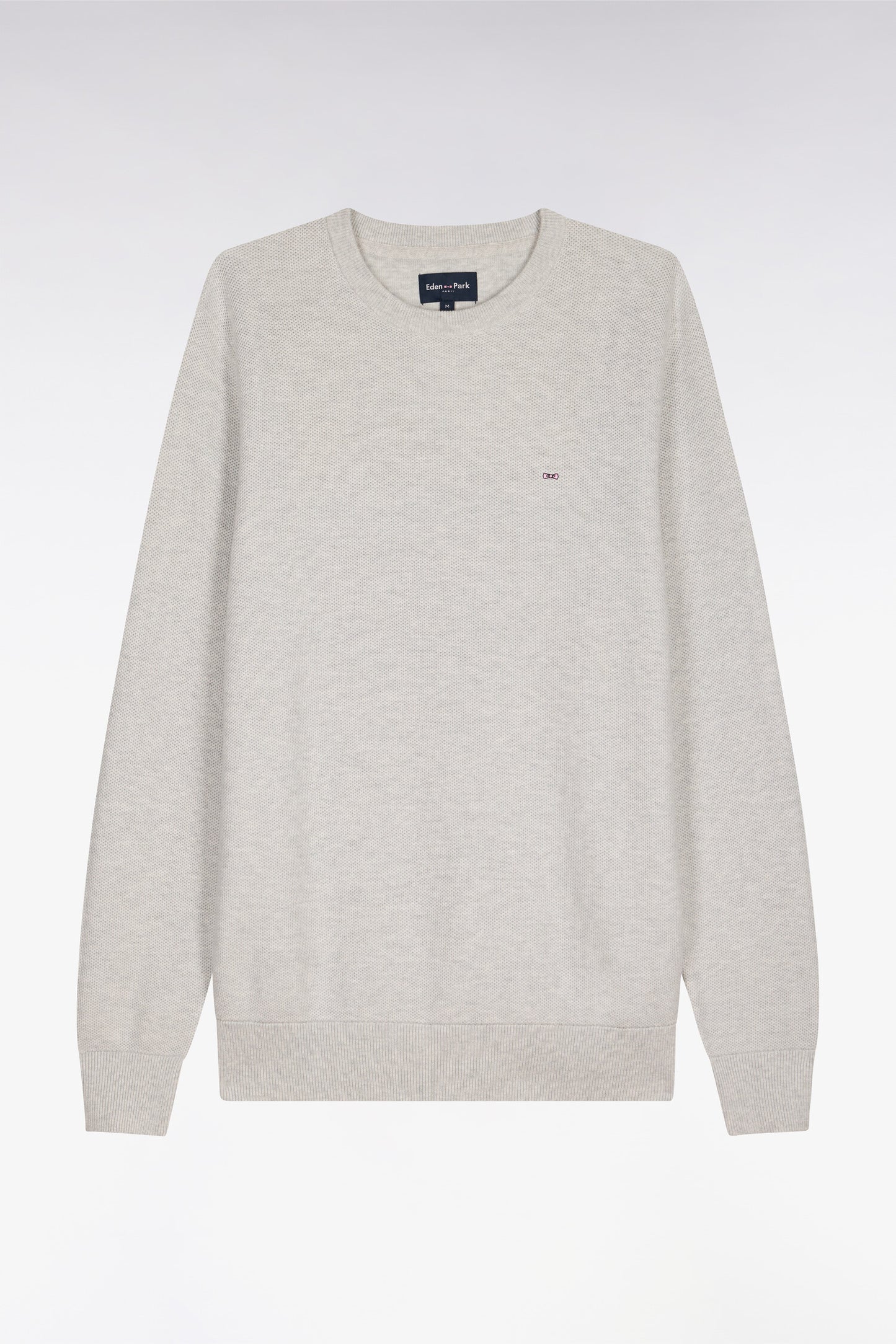 Pull col rond en coton gris clair