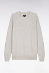 Pull col rond en coton gris clair