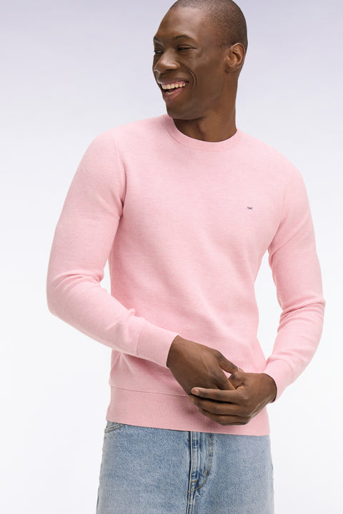 Pull col rond en coton rose - Image 1
