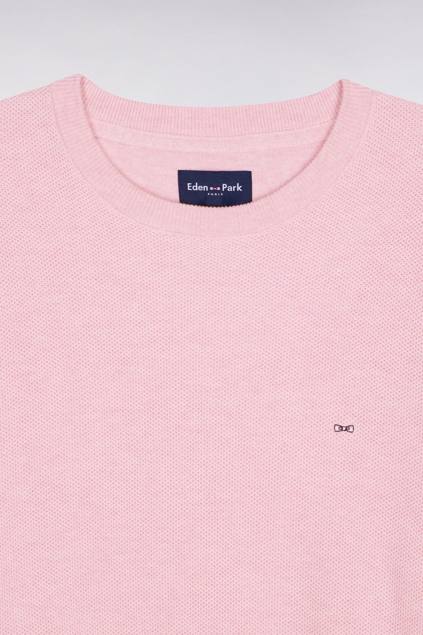 Pull col rond en coton rose