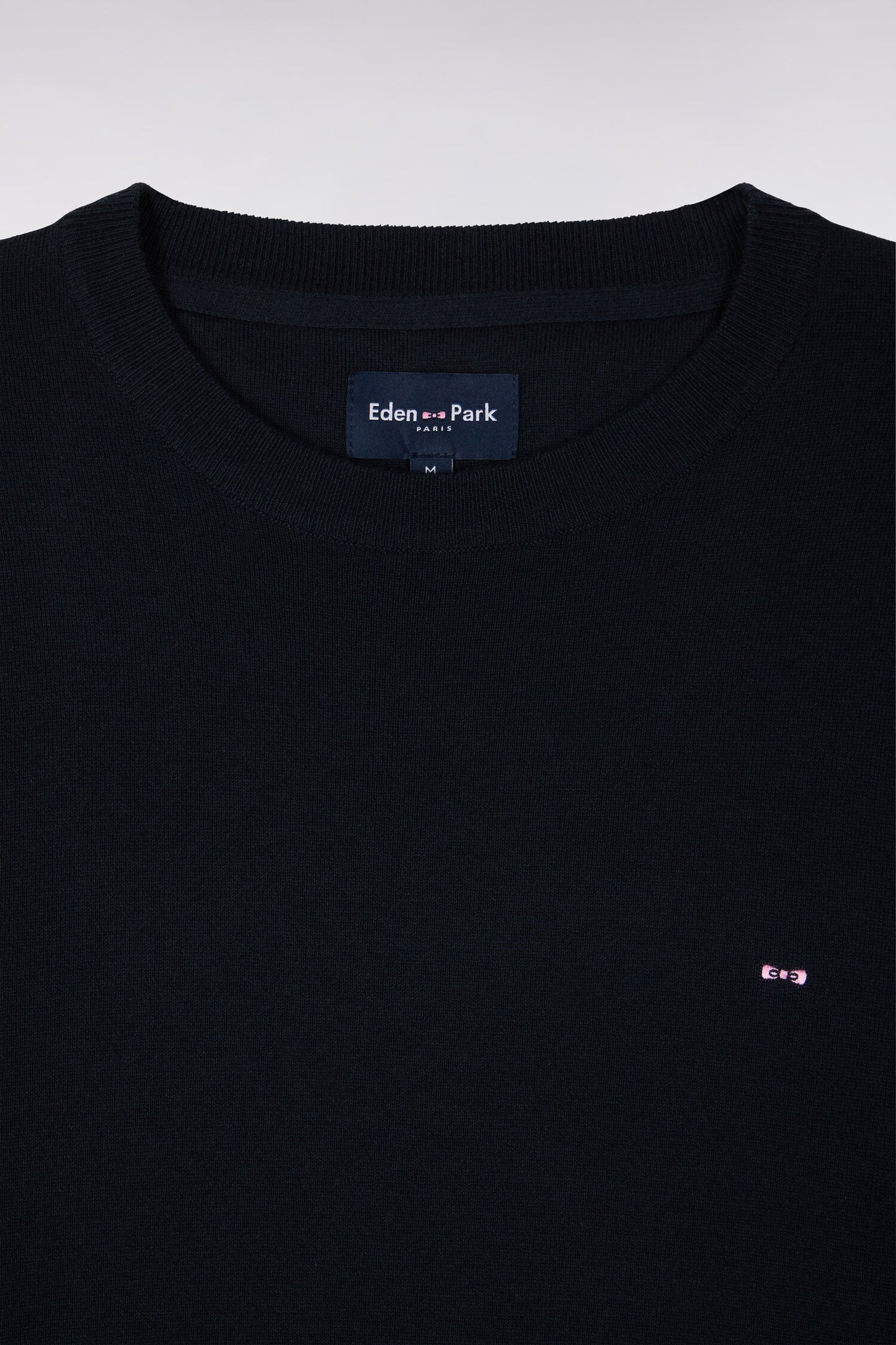 Navy cotton and silk blend round-neck sweater
