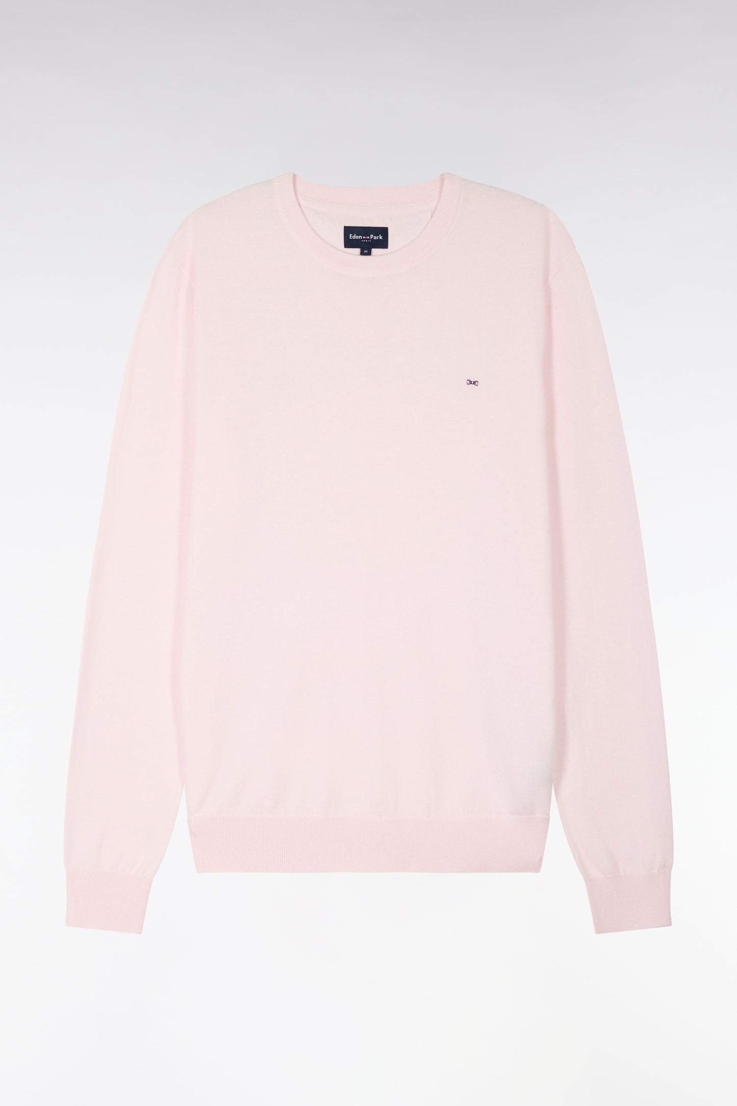 Pull col rond en coton et soie mélangés rose