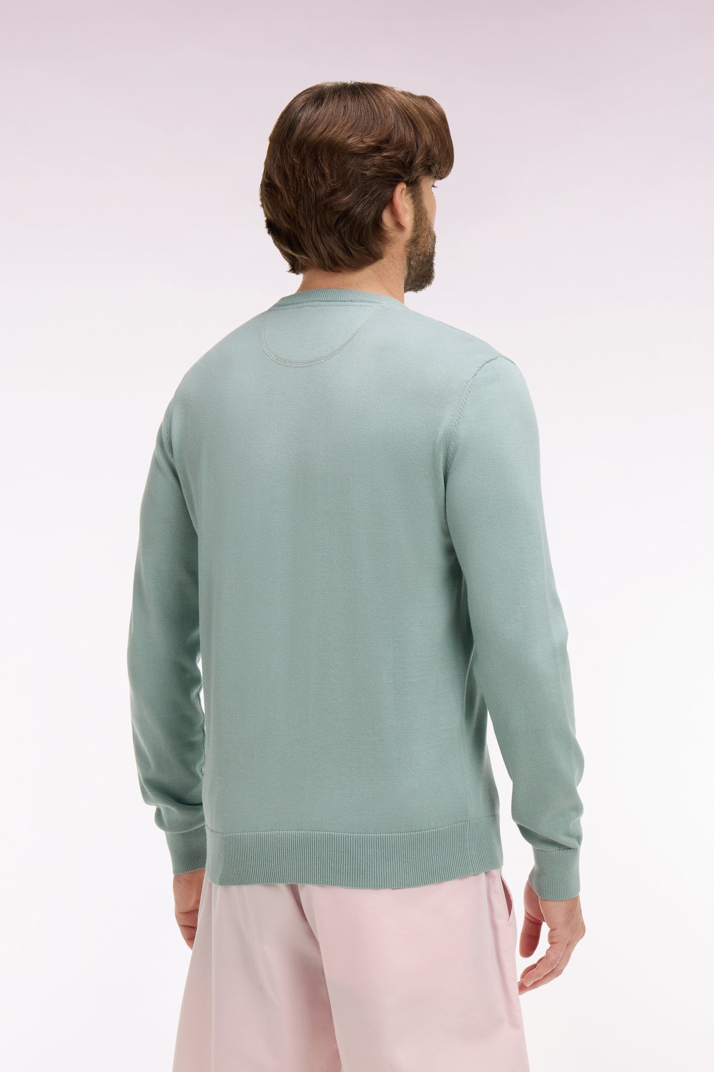Pull col rond en coton vert d'eau