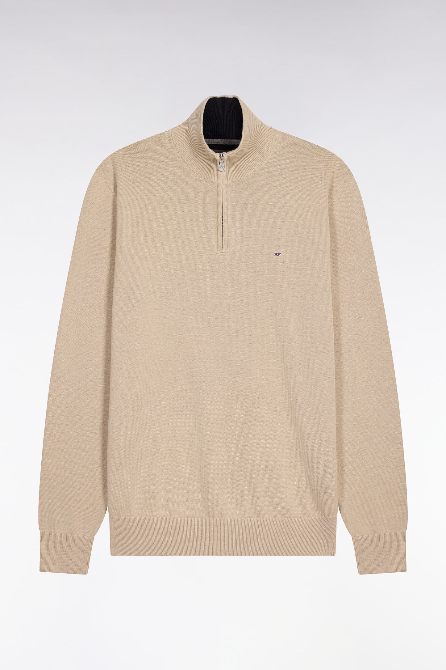 Pull col camionneur en coton beige
