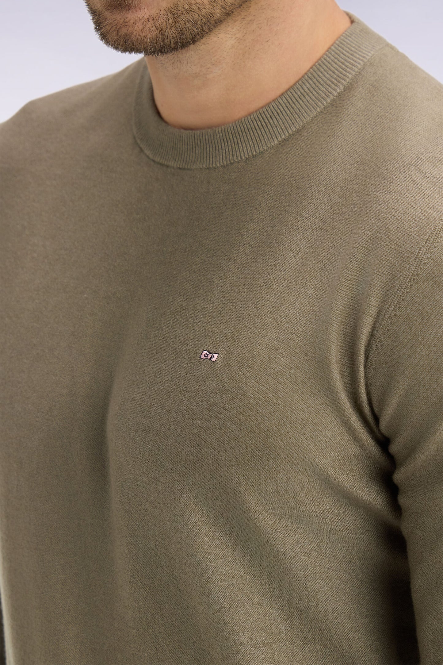Brown cotton and lyocell blend round-neck sweater