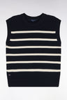 Pull marinière sans manche en coton tressé marine