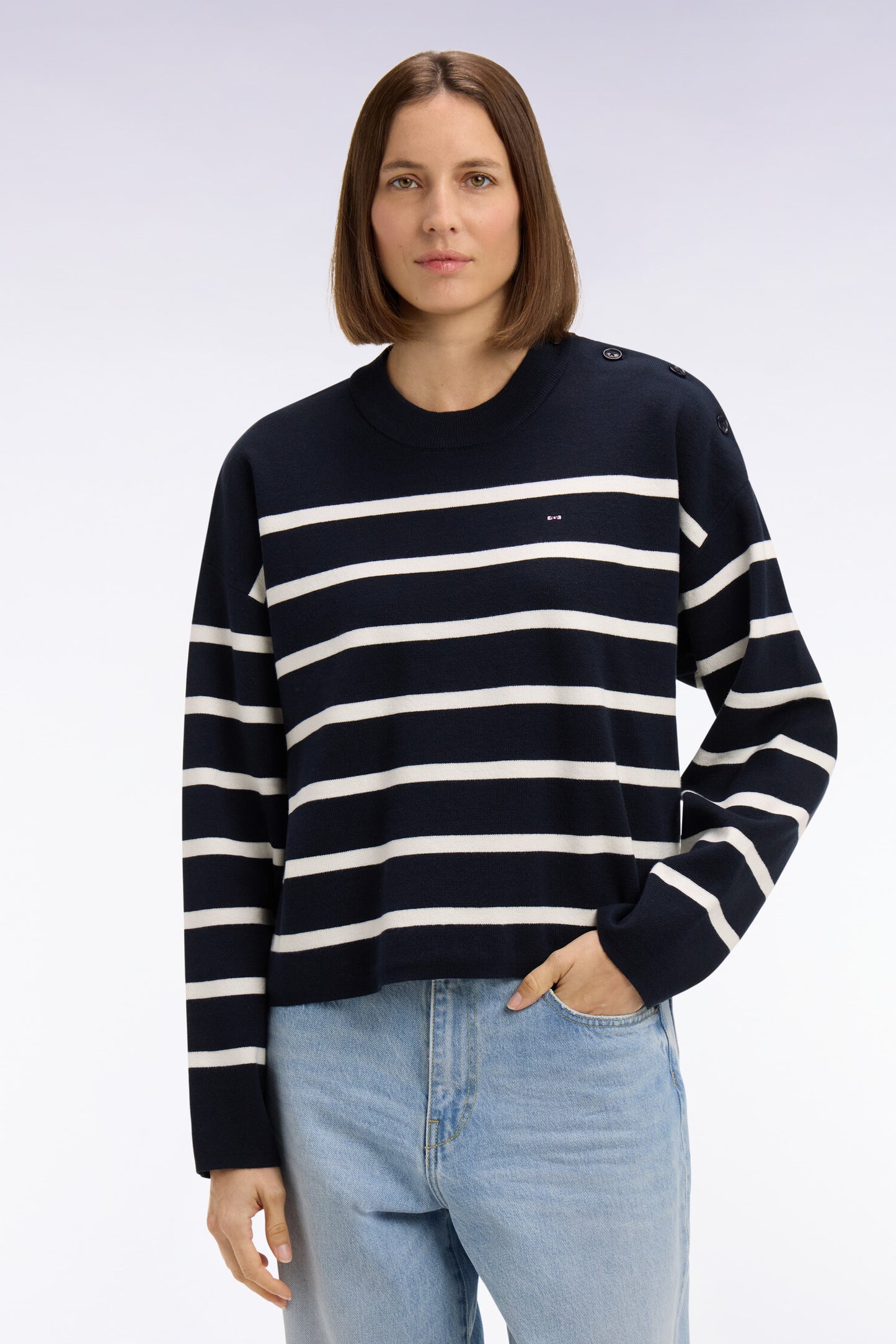 Pull marinière en coton milano marine coupe oversized